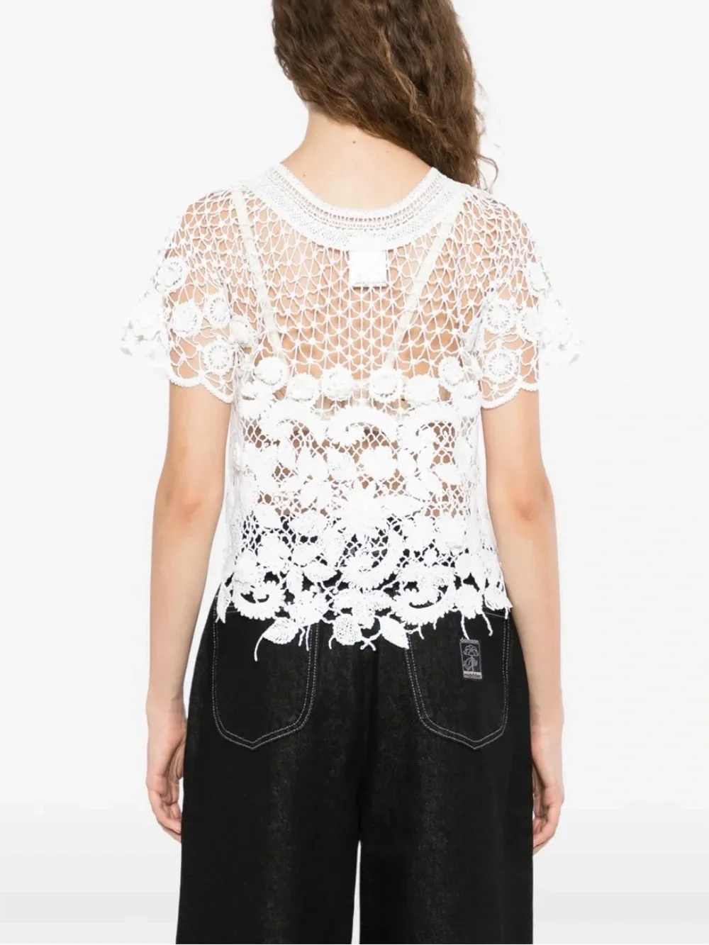 CHANEL VTG Spring ‘06 Lagerfeld Crochet Floral Lace Top, short sleeve, EUC, 40/8
